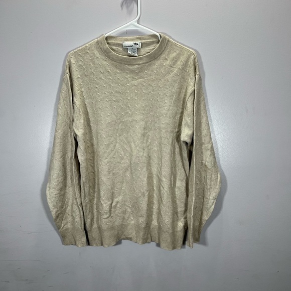 I Levrieri Men’s Beige Cashmere Silk Blend Cable Knit Crewneck Sweater - Picture 9 of 12